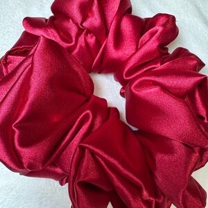Luxurious Crimson Satin Hair Scrunchie